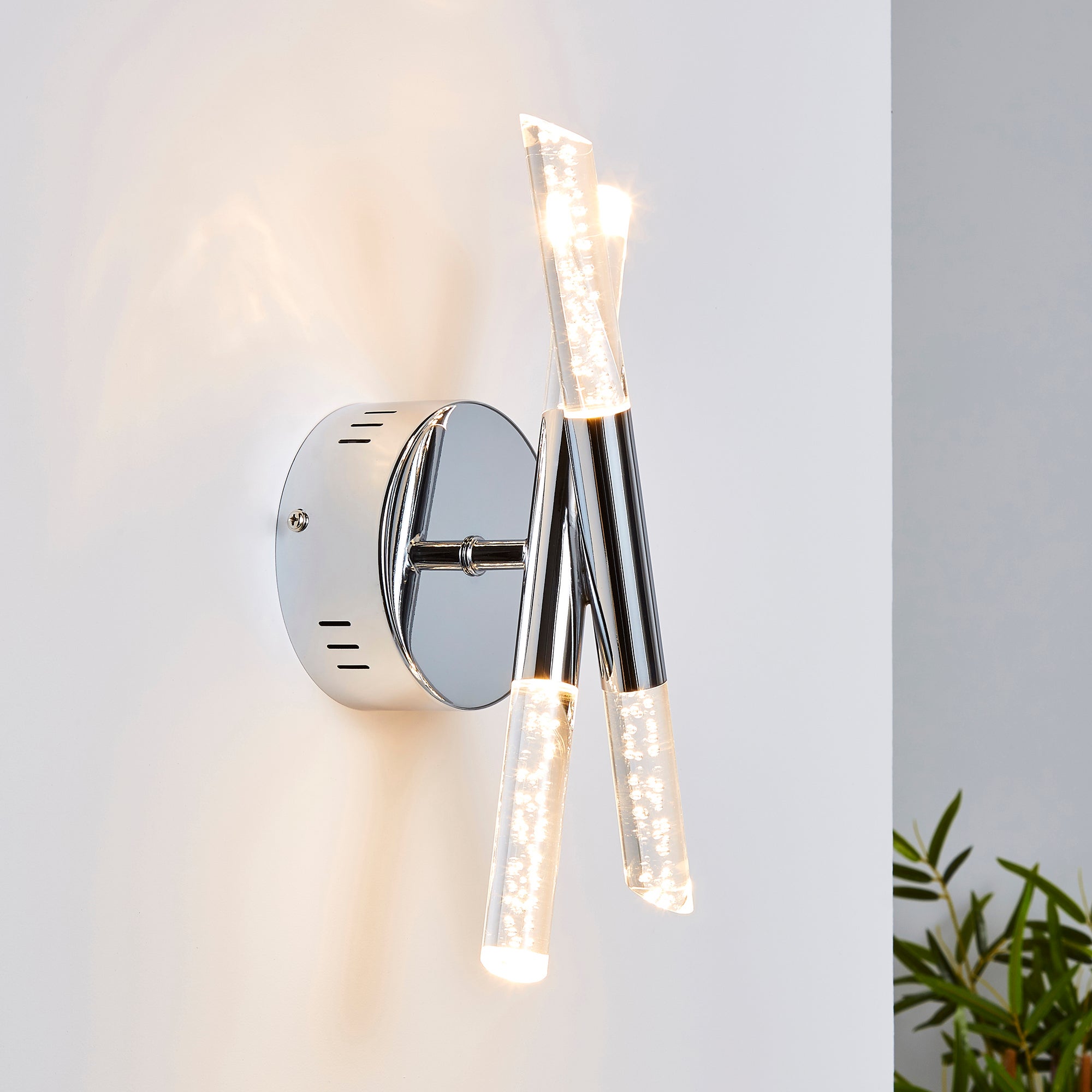 Tassani 2 Light Integrated LED Bubble Glass Wall Light Silver, Chrome