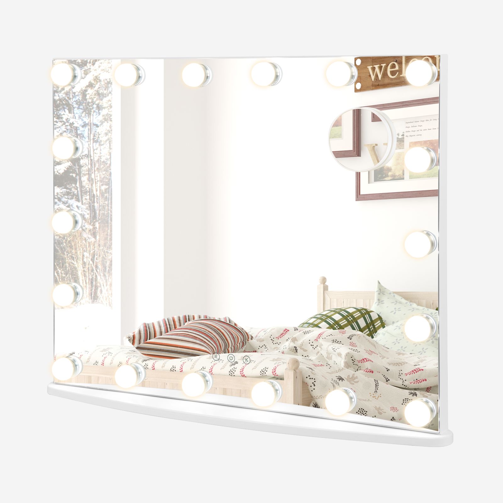 Costway Vanity Mirror with Lights Hollywood Lighted Mirror w/ 3 Color Lighting Modes in White
