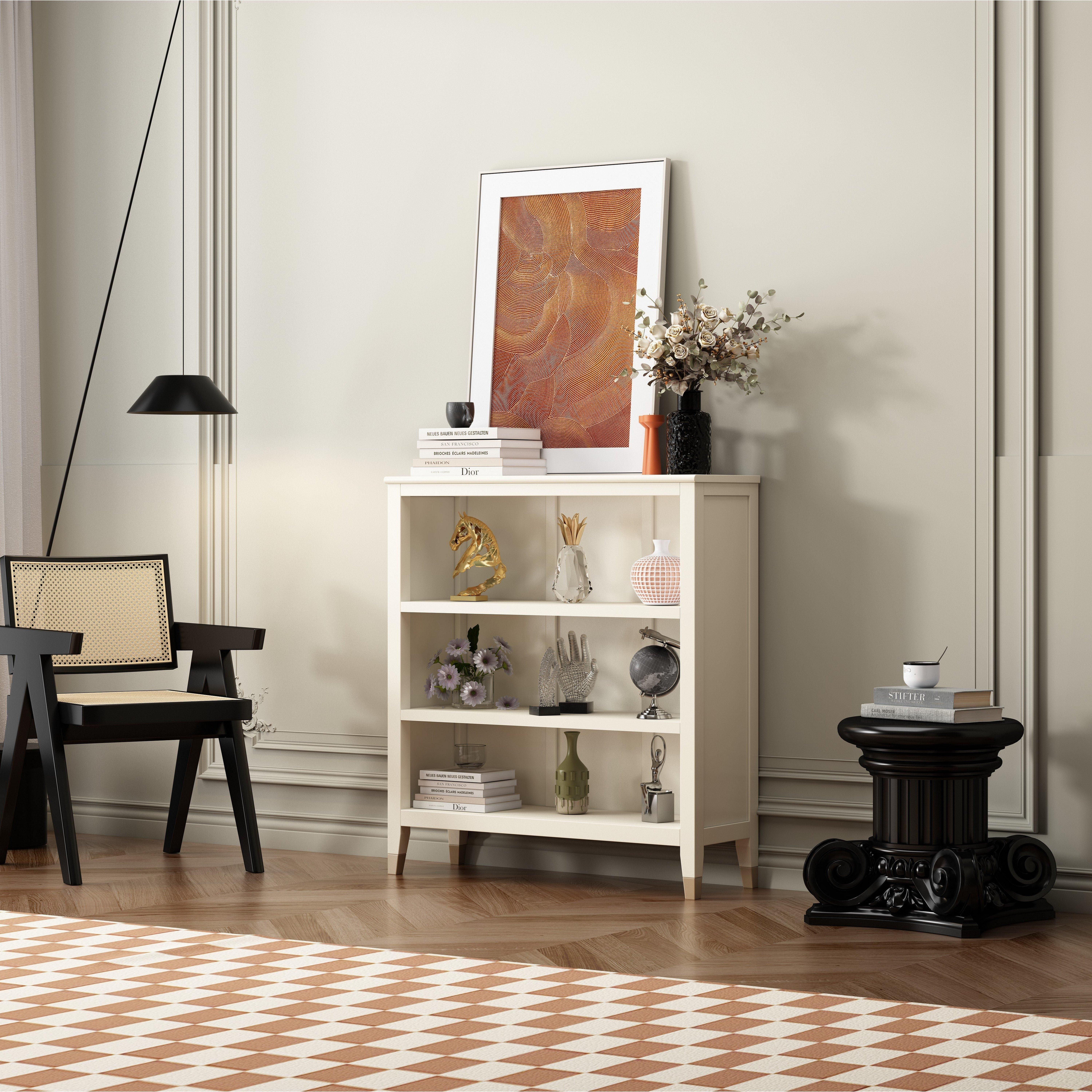 Cabinet Bits Palazzi 3 Tier Bookcase H97 W89 D25cm in Off-White