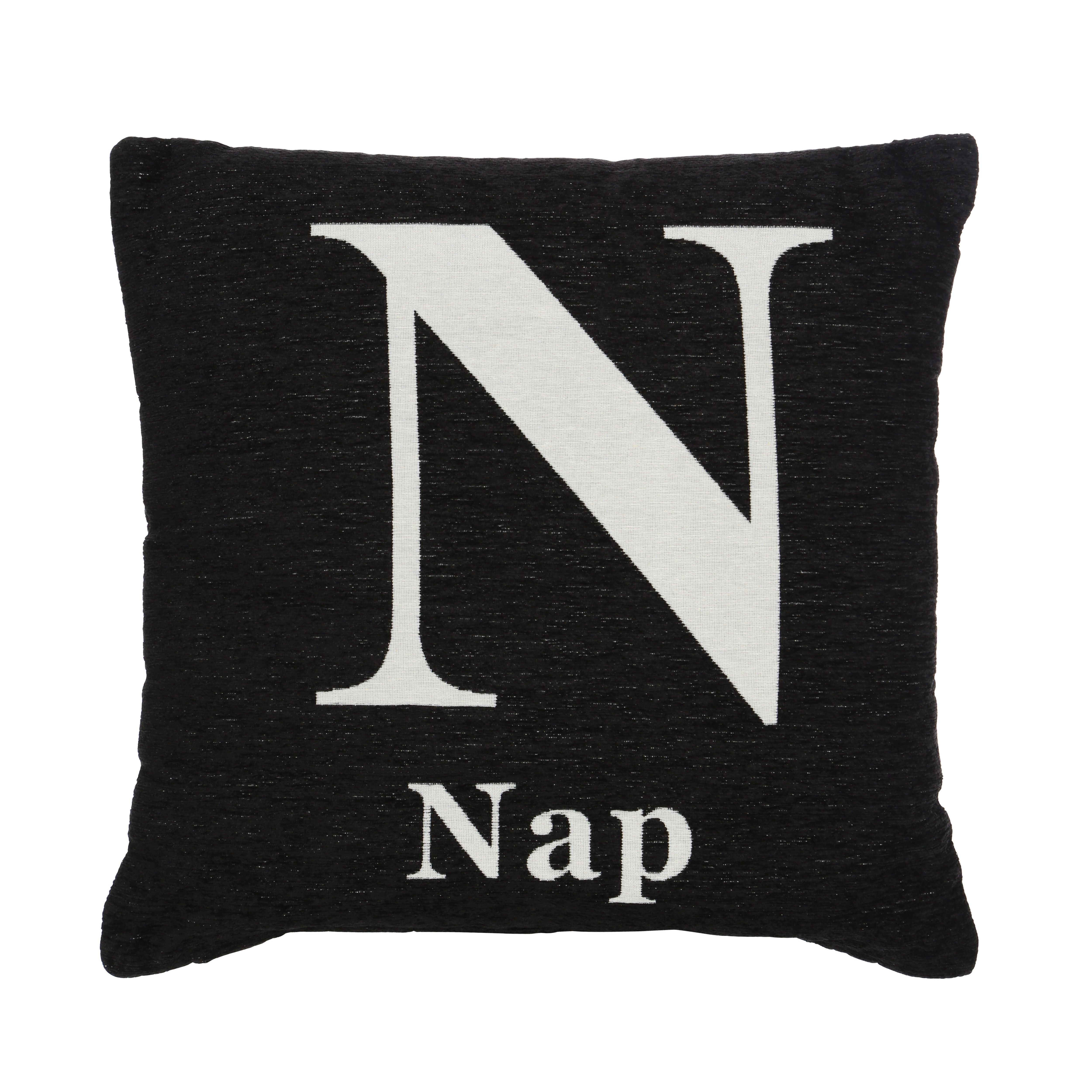 Orsina Nap Words Black Cushion