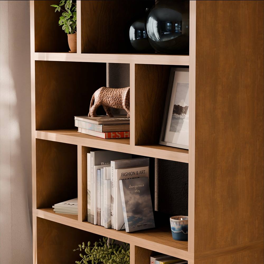 sweeek 5-tier Asymmetrical Bookshelf With 10 Compartments in Brown