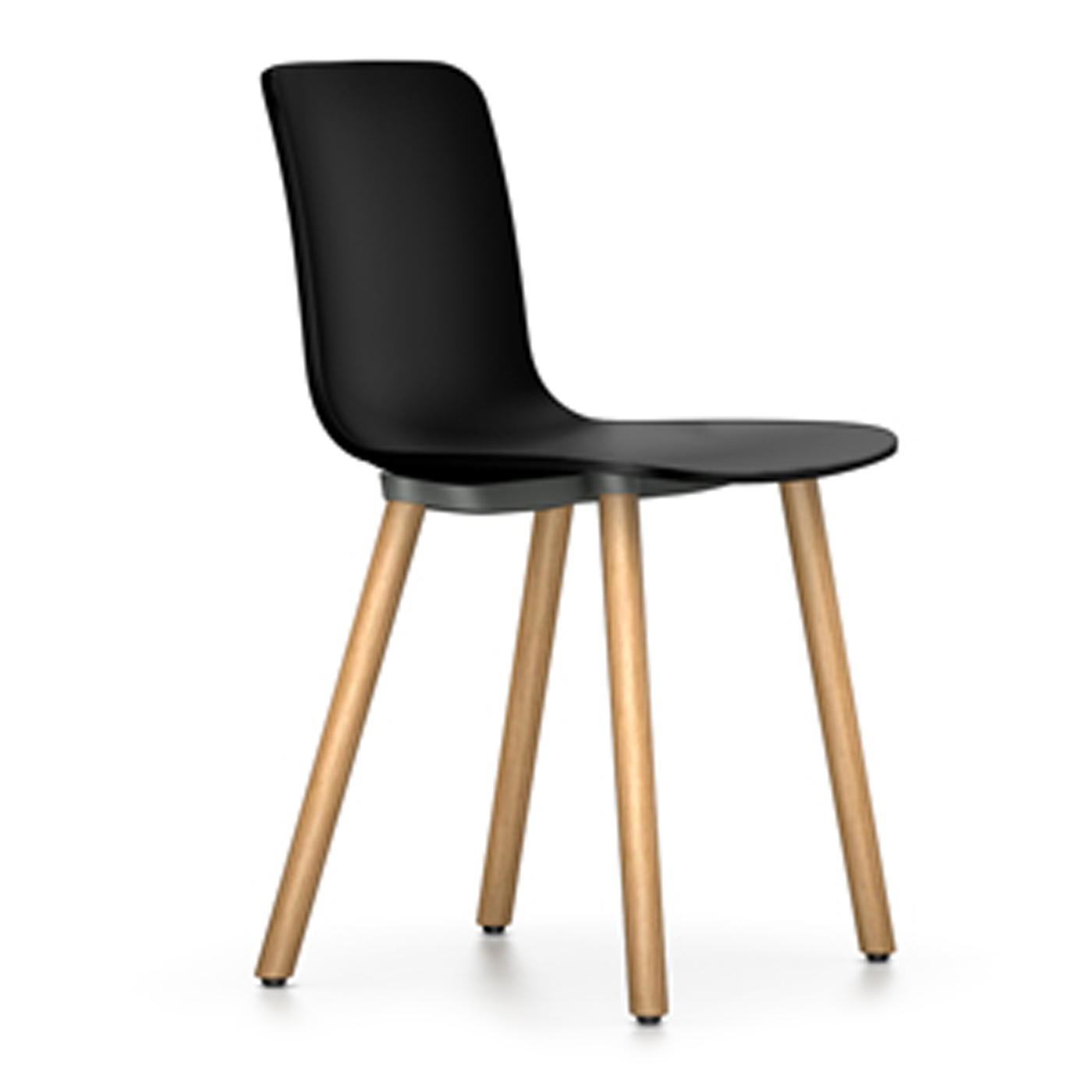 Vitra HAL RE Wood Chair 12 Deep Black Natural Oak Legs