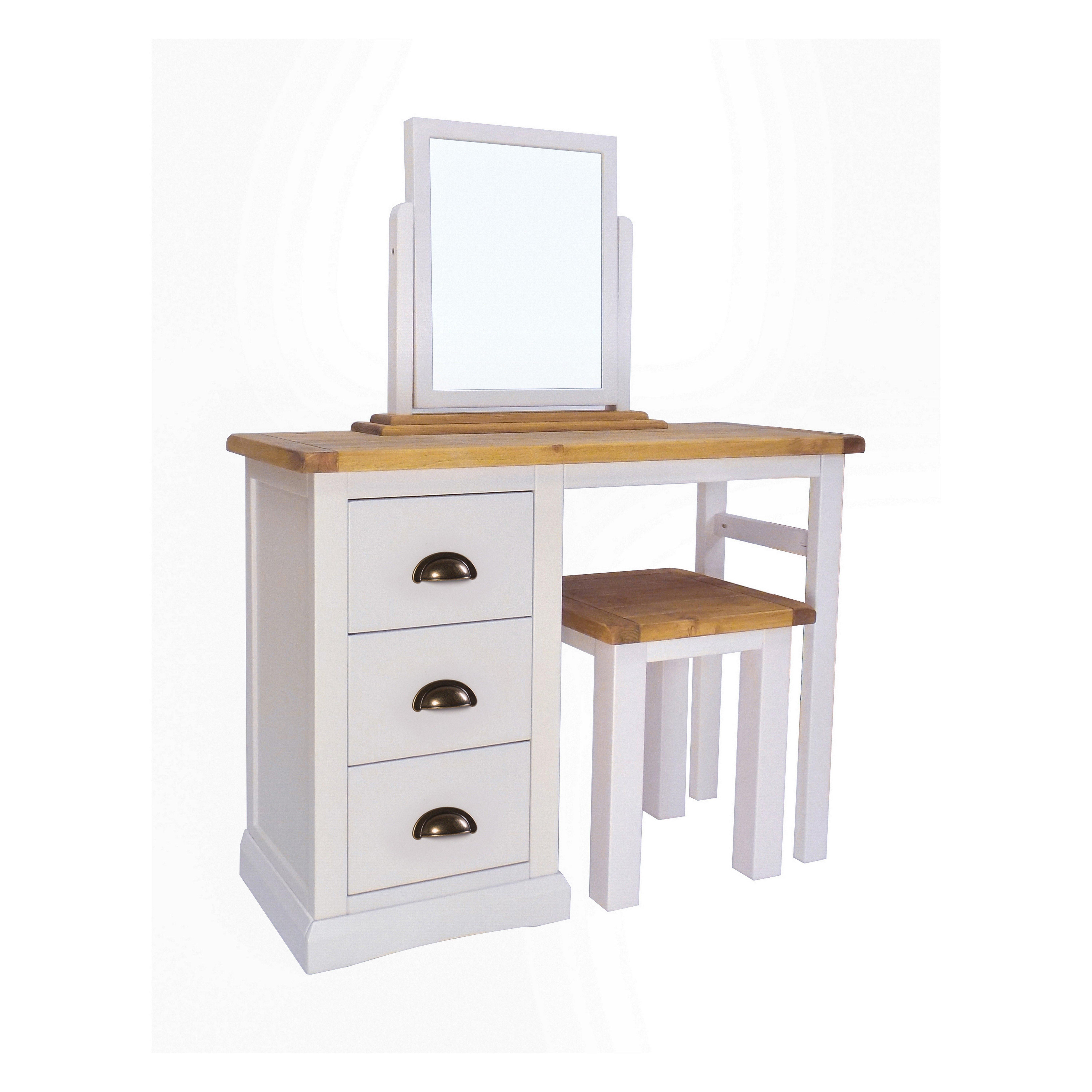 Cabinet Bits Loreo 3 Drawer Dressing Table Set Brass Cup Handle in Light Grey
