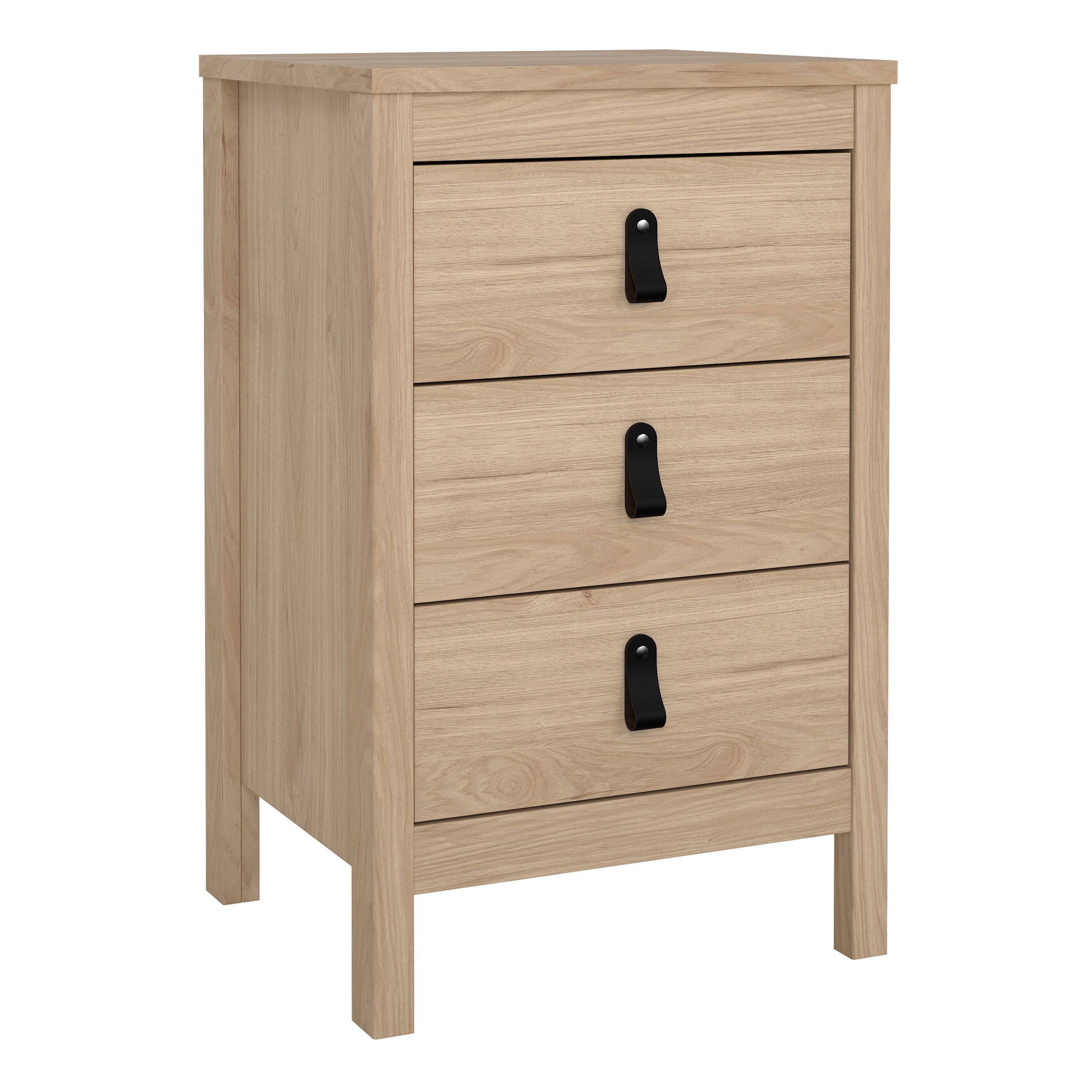 Furniture To Go Barcelona Bedside Table 3 Drawers in Jackson Hickory Oak in Light Oak