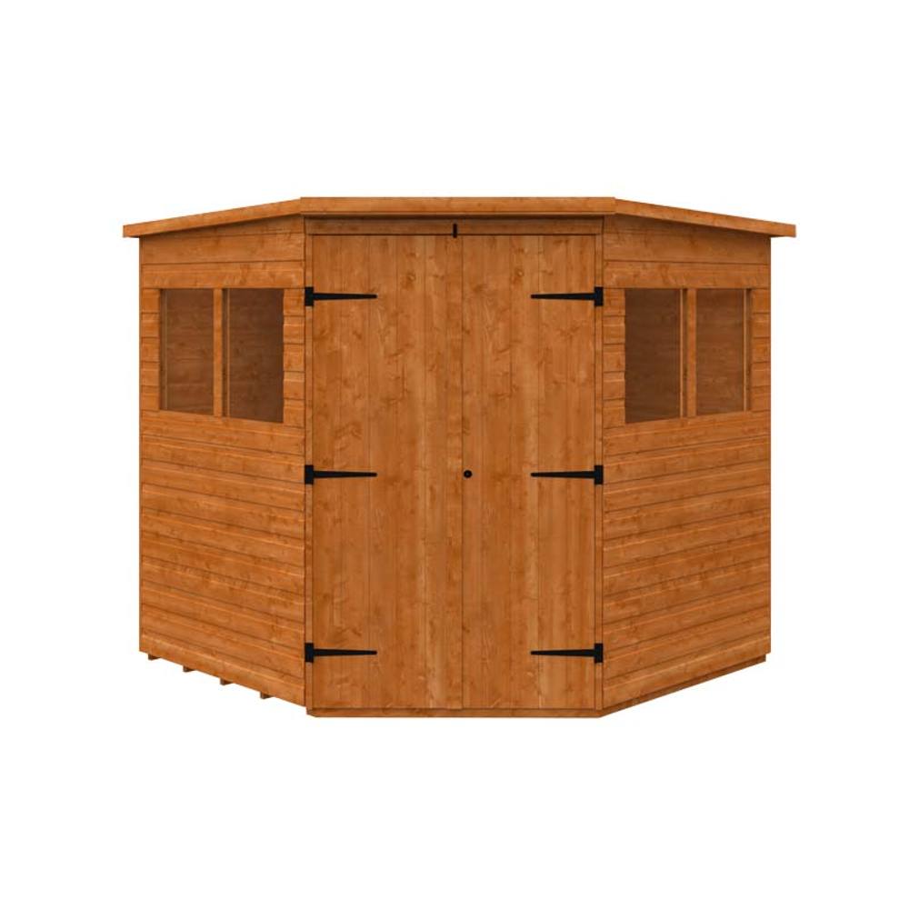 Buttercup Farm 7 x 7 Feet Corner Shed 12mm Shed - Solid Wood/Softwood/Pine in Burnt Orange