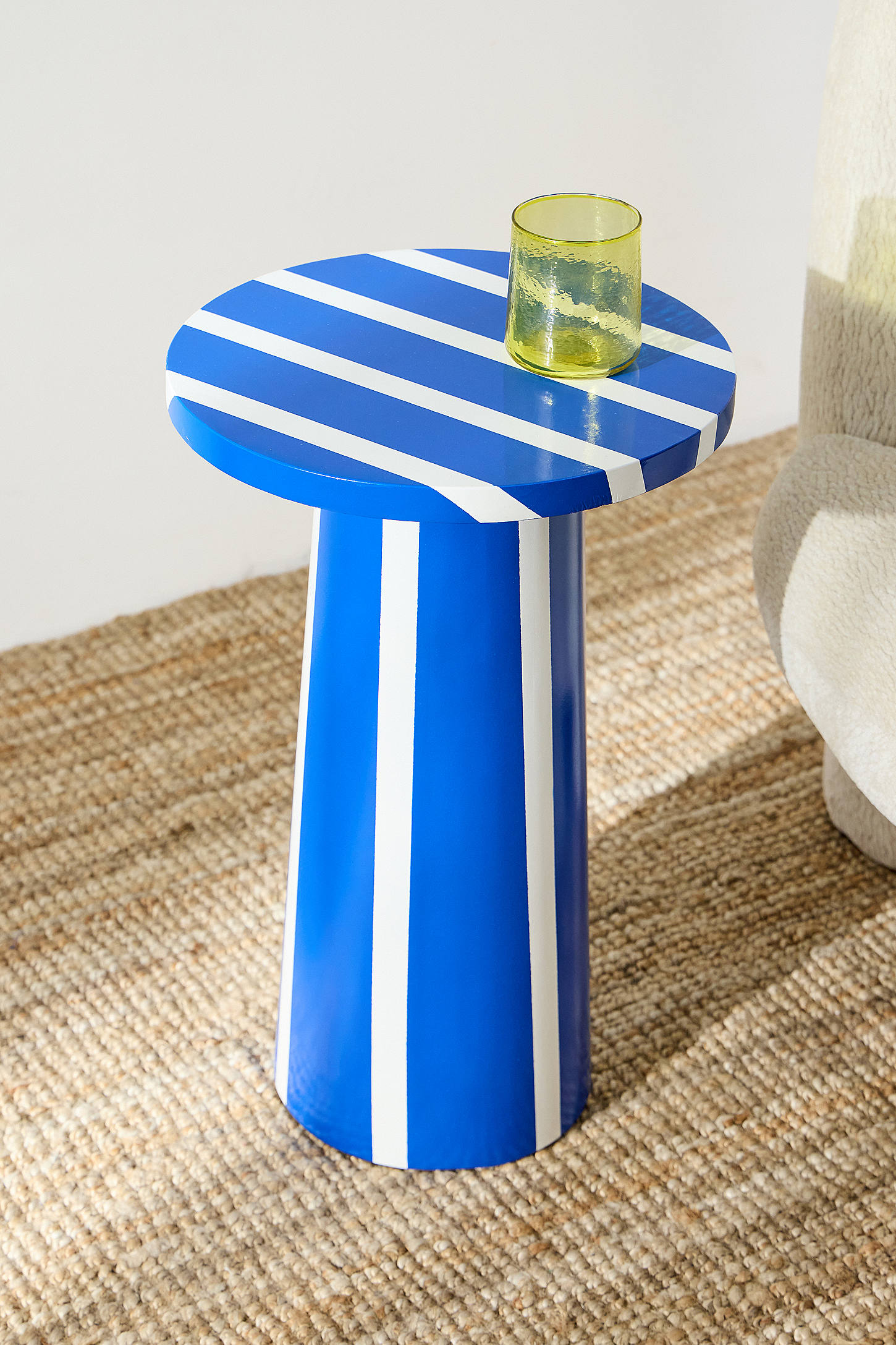 Striped Side Table - Blue