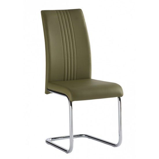 Monaco PU Leather Dining Chair In Olive Green