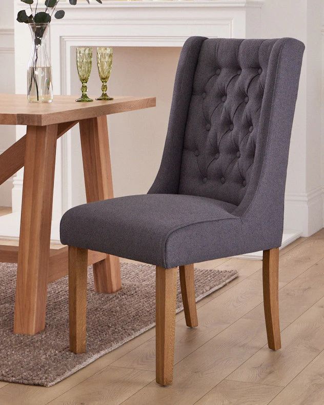 Dibor Cannes Button Back Kitchen Furniture Dining Room Chair - Charcoal in Brown