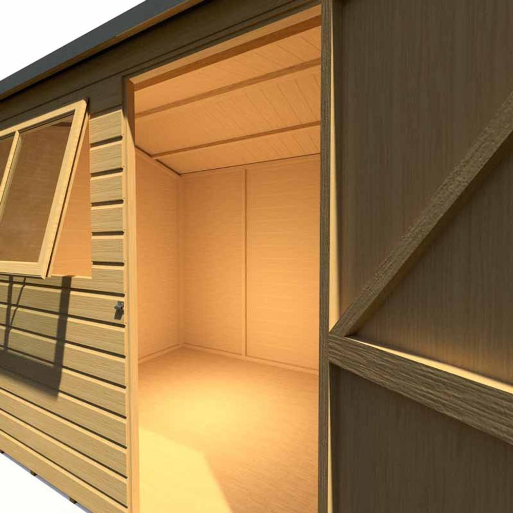 Shires Lewis 8 x 6 Feet Single Door Reverse Apex Style C Shed in Brown 5