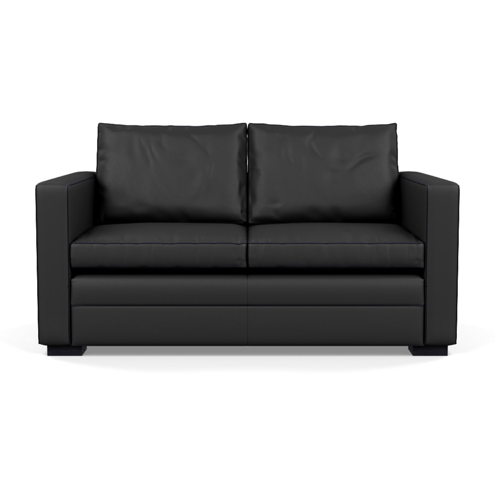 Heal's Palermo 2 Seater Sofa Leather Hide Graphite 7181 Black Feet
