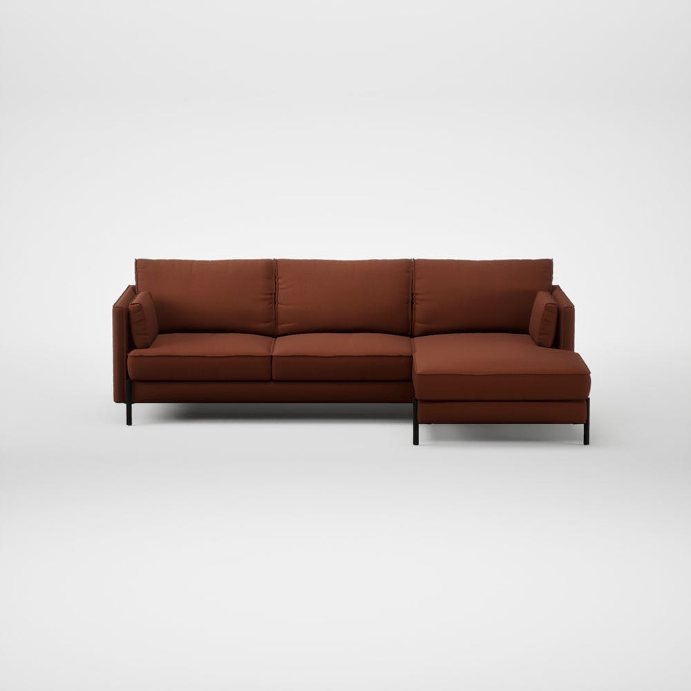 Heal's Tortona Right Hand Facing Corner Chaise Smart Cotton Linen Rust Black Feet 2