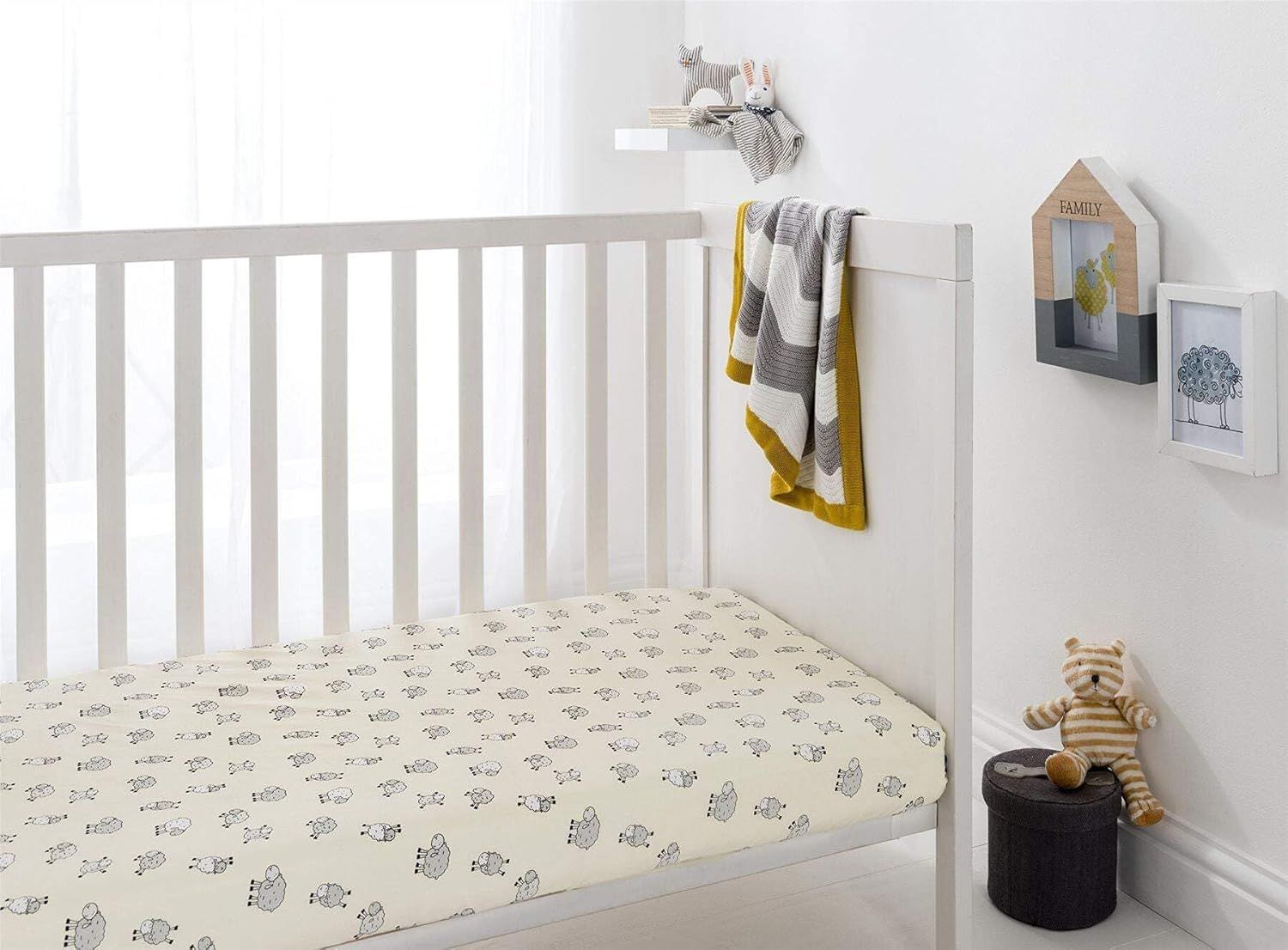 Smart Living Soft & Breathable Nursery Sheep Crib Fitted Sheet