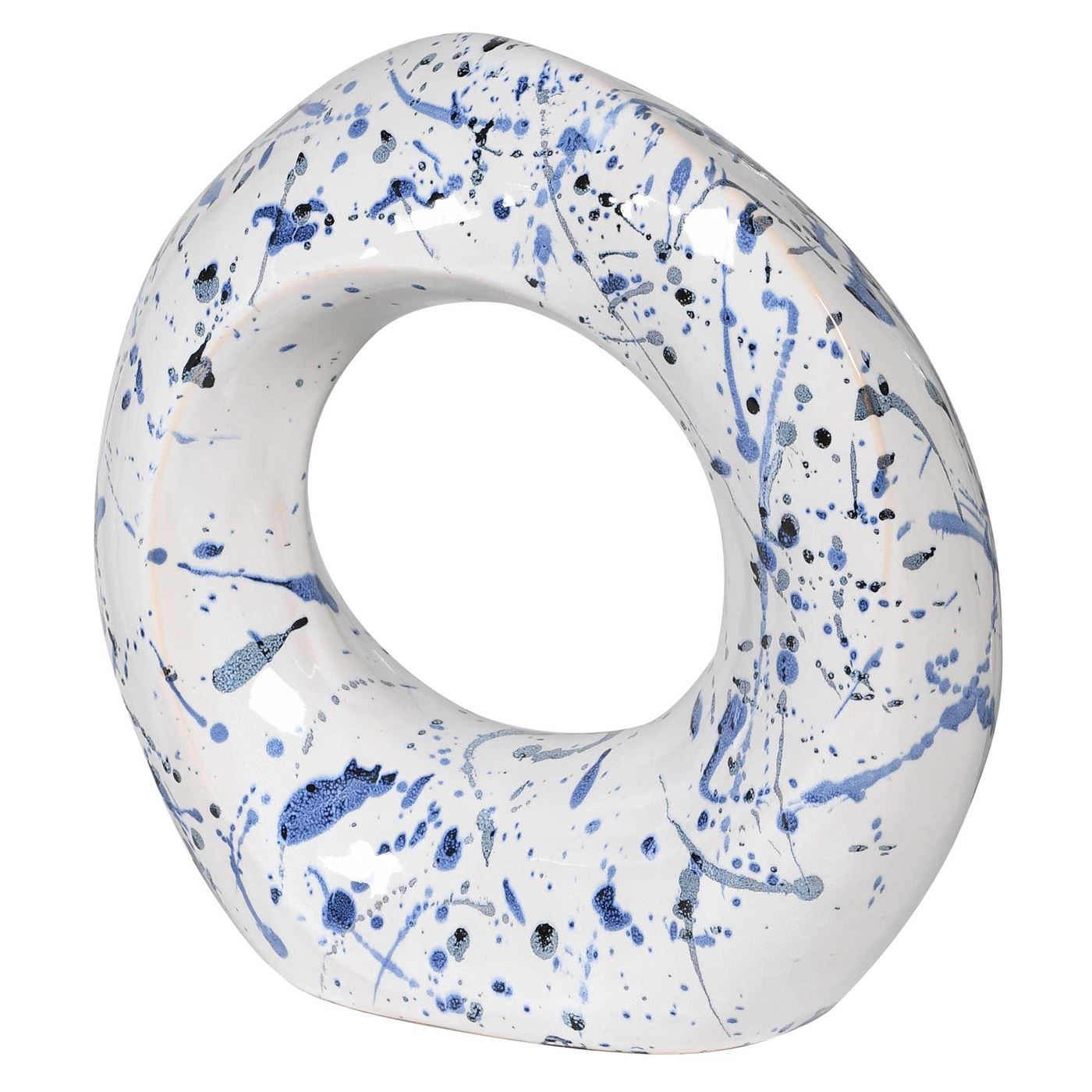 Ceramic Ring Decoration White and Blue