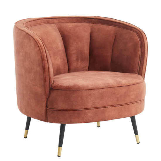 Camari Velvet Armchair In Vintage Burnt Orange