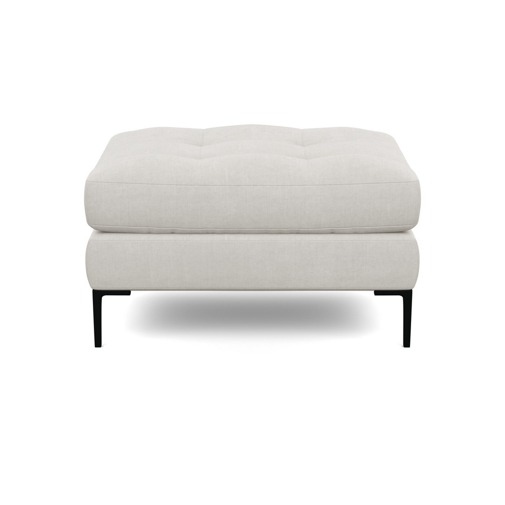 Heal's Eton Footstool Capelo Linen-Cotton Sea Salt Black Feet