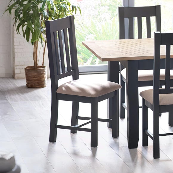 Bordeaux Set of 2 Dining Chairs, Dark Grey Faux Linen