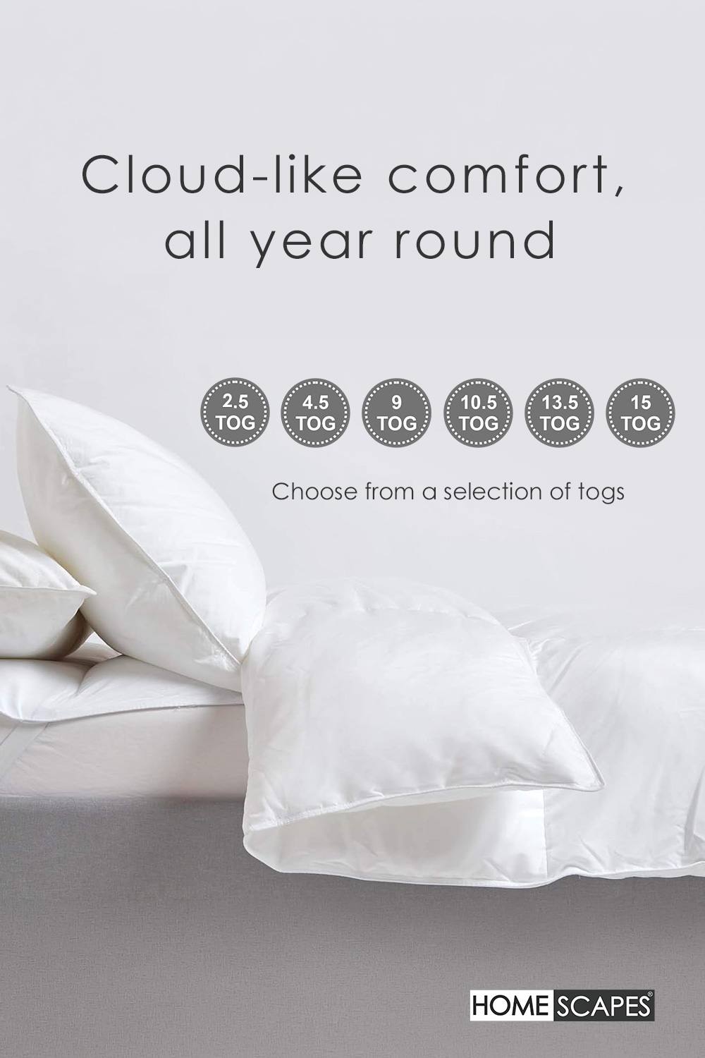 Homescapes Luxury Hotel Soft as Down Super Microfibre 2.5 Tog Summer Duvet in White 6