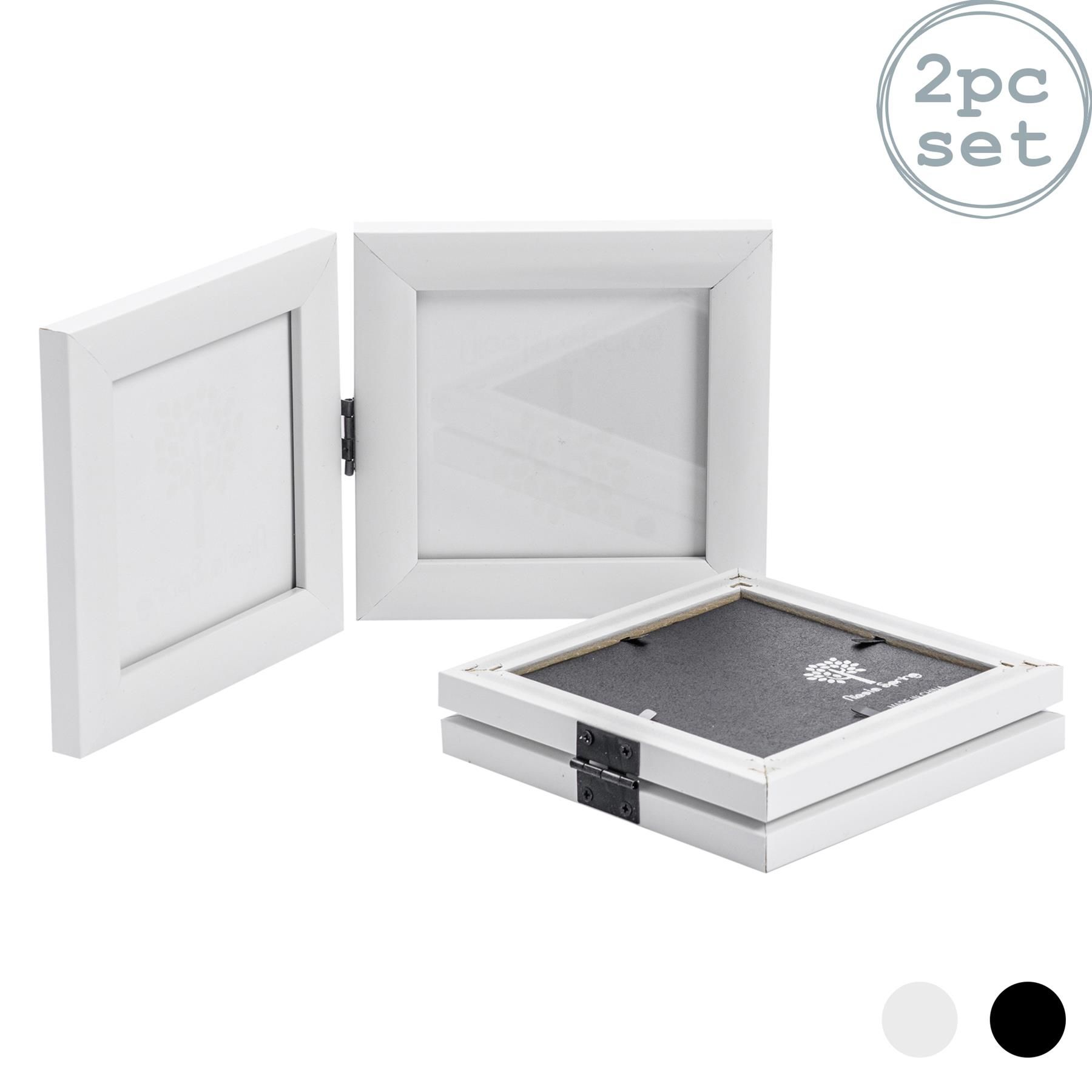Nicola Spring Folding 2 Photo Frames - 4 x 4" - Pack of 2 in White