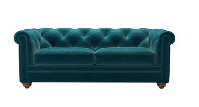 Patrick 2.5 Seat Sofabed in Deep Turquoise Cotton Matt Velvet - sofa.com