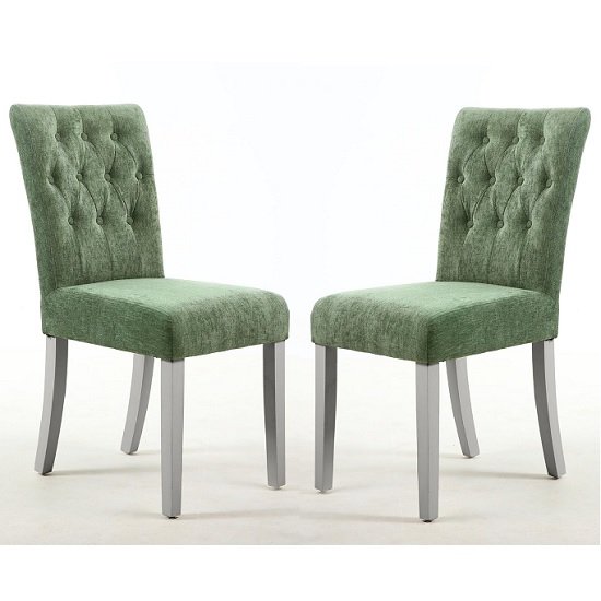 Oriel Dining Chair In Olive Green With Grey Legs In A Pair