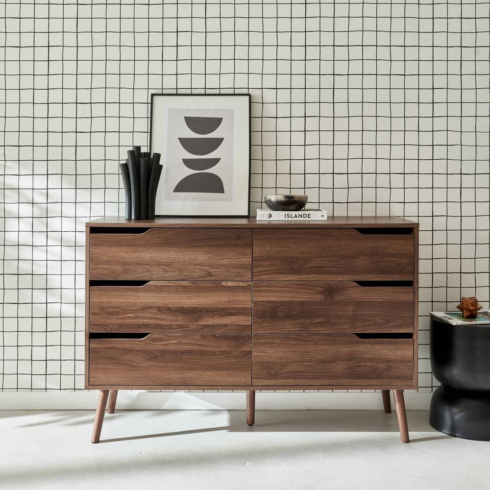 sweeek 6-drawer Chest With Wood Effect in Dark Brown