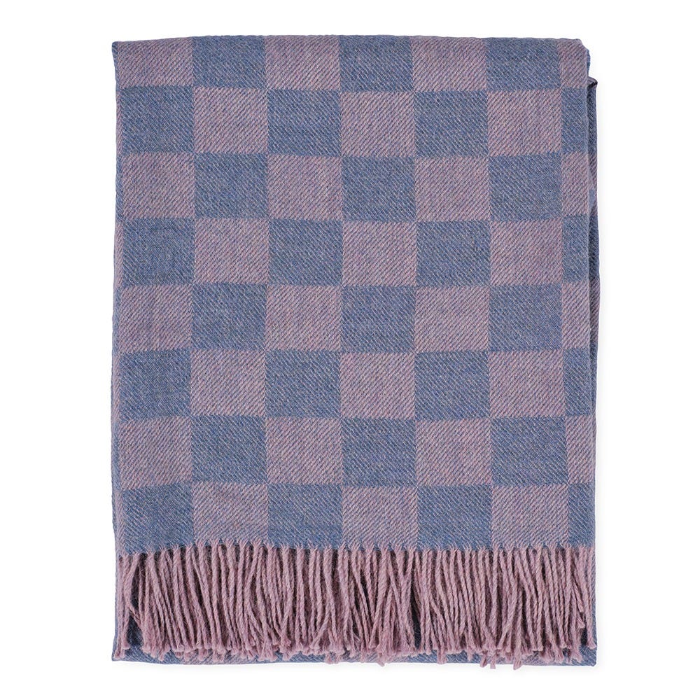 Heal's Pure Alpaca Throw Blue Check 2
