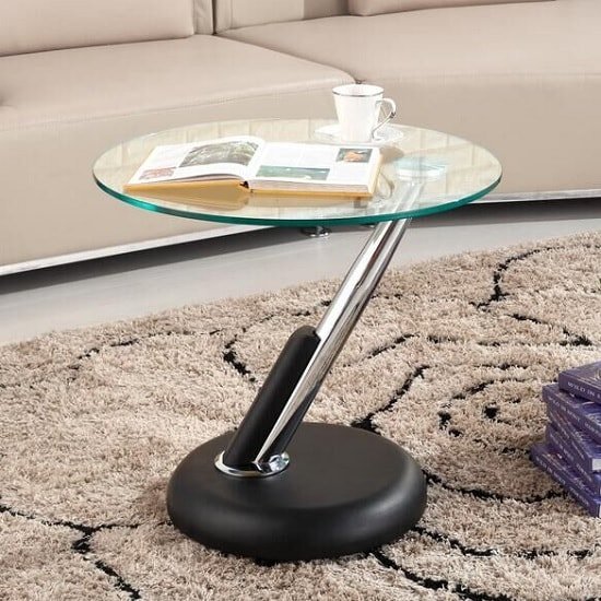 Tokyo Clear Glass Top Lamp Table In Black