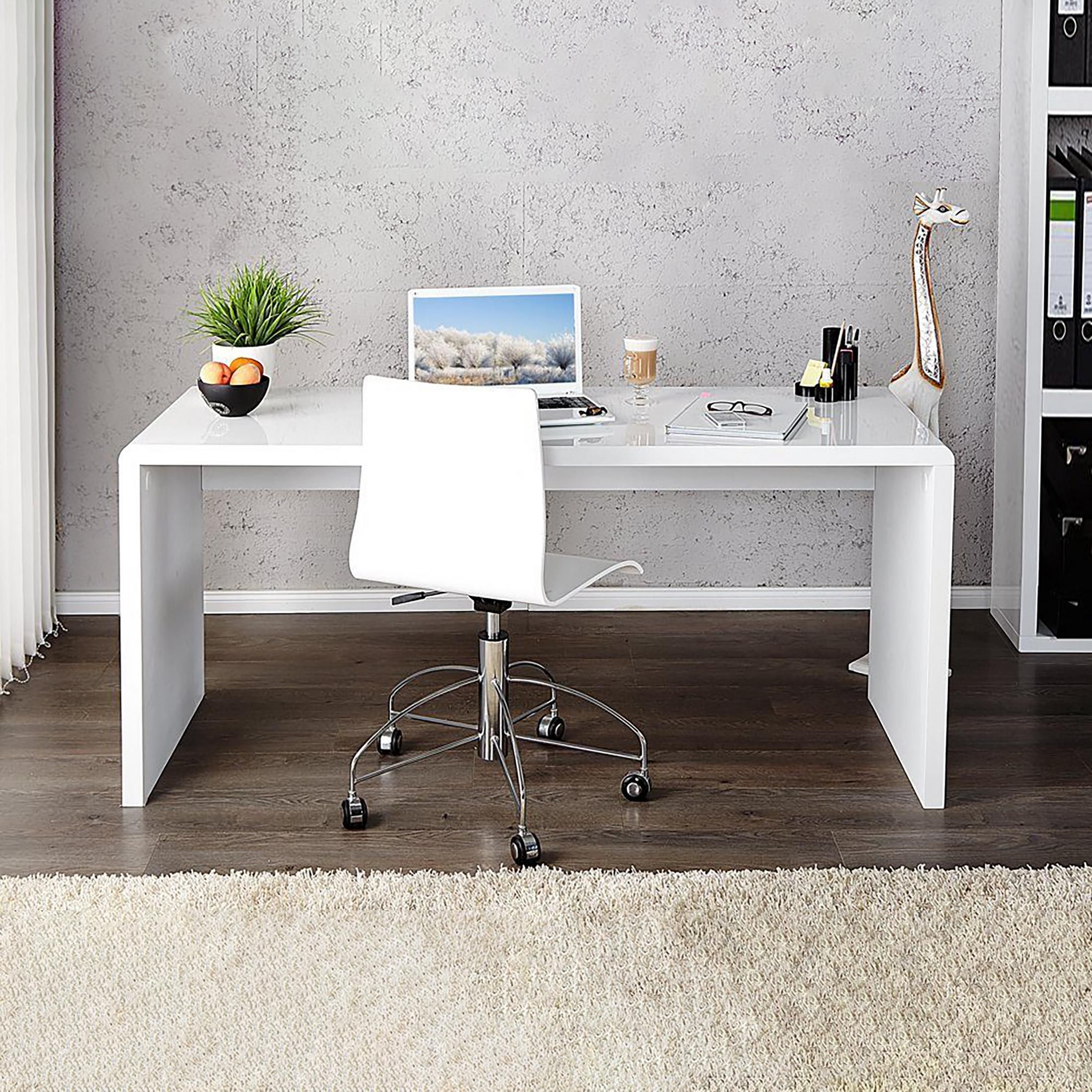 FurnitureboxUK Enzo White High Gloss Rectangular Office Desk