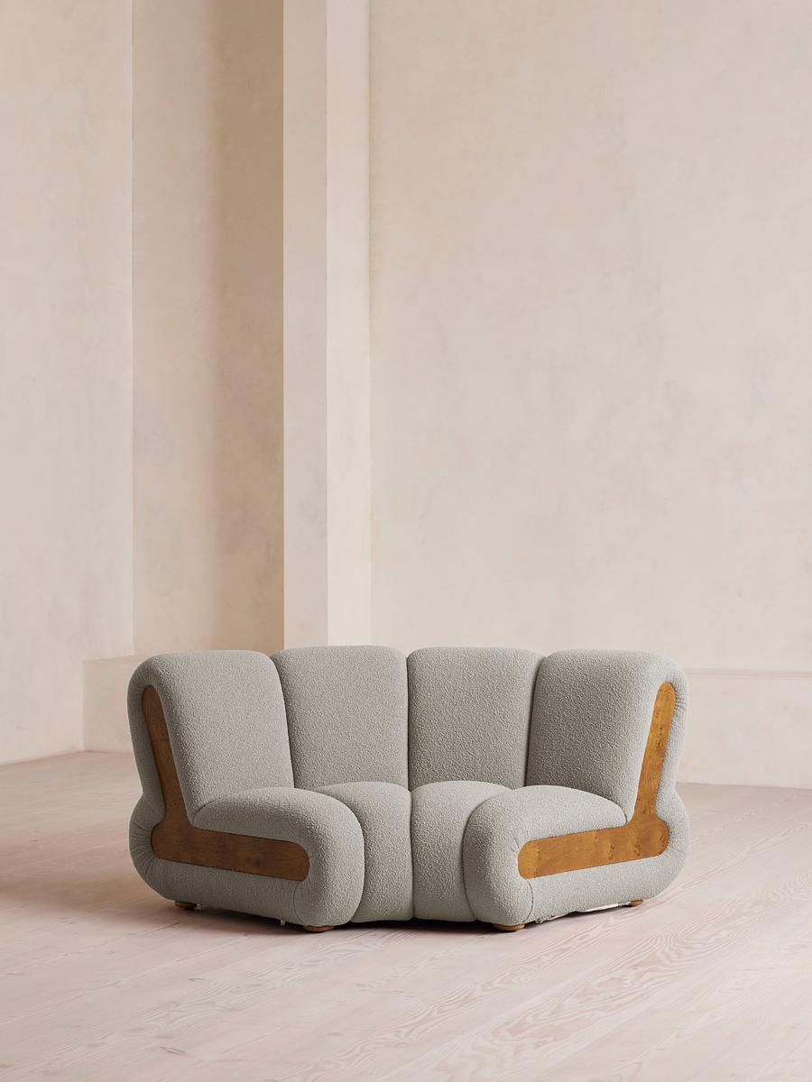 Noelle Modular Curved Armchair, Textured Wool Boucle, Pistachio