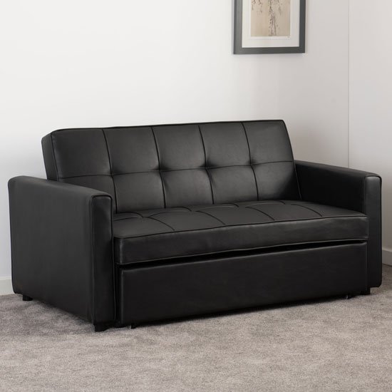 Astoria Faux Leather Sofa Bed In Black