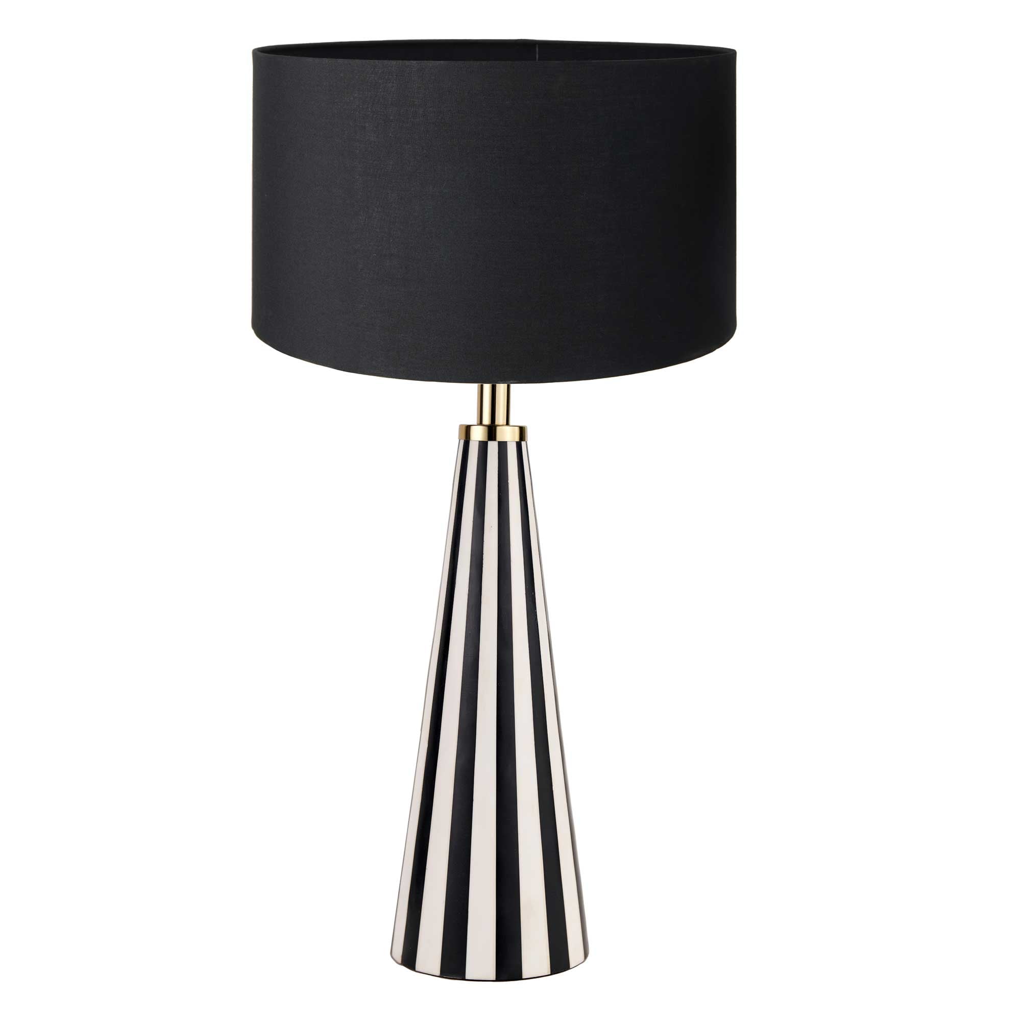 Black & White Striped Table Lamp Polyresin | Barker & Stonehouse