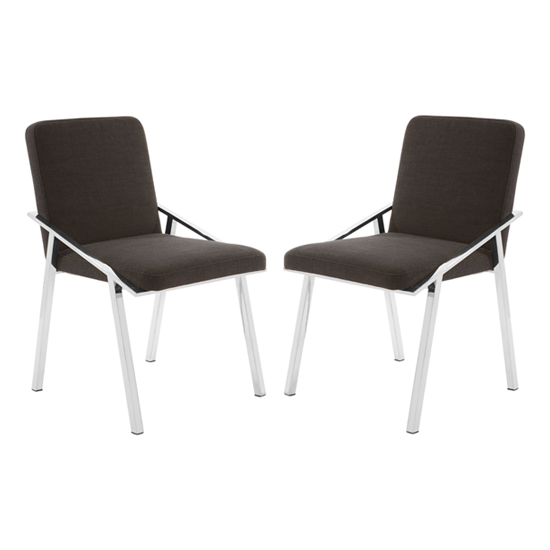 Markeb Black Fabric Dining Chair In Pair