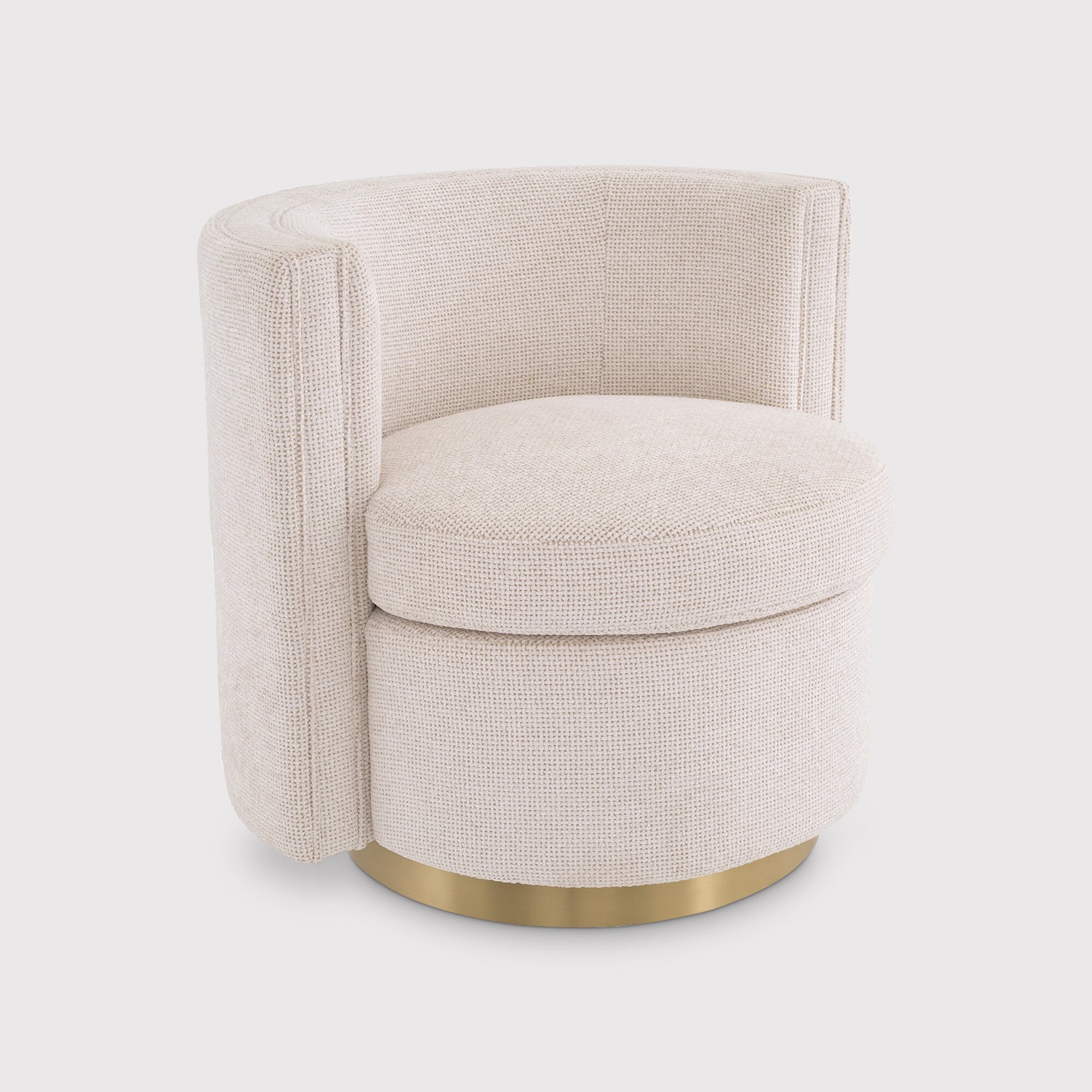 Eichholtz Amanda Lyssa Swivel Armchair Off-White Fabric | Barker & Stonehouse