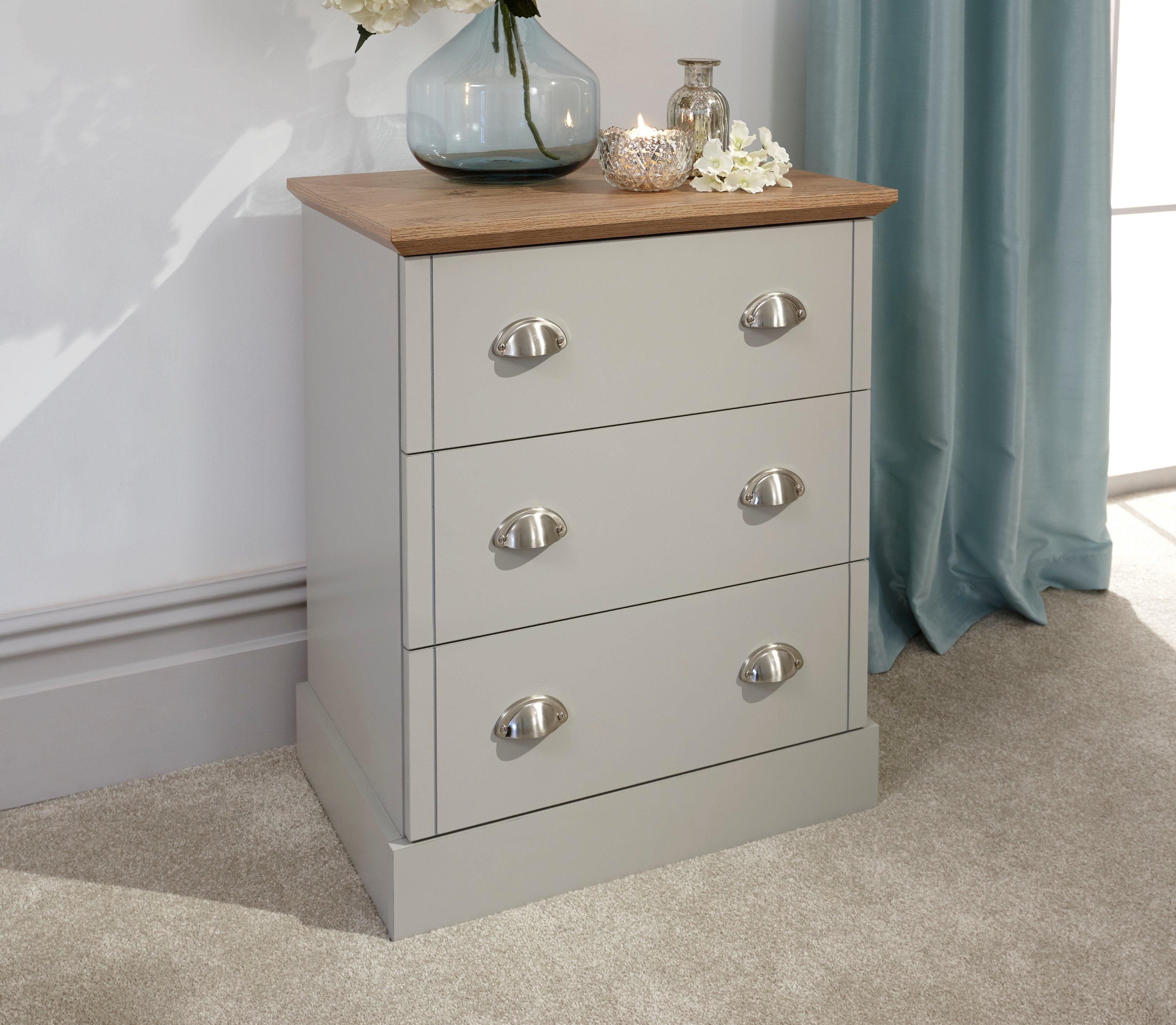 GFW Kendal 3 Drawer Chest in Grey
