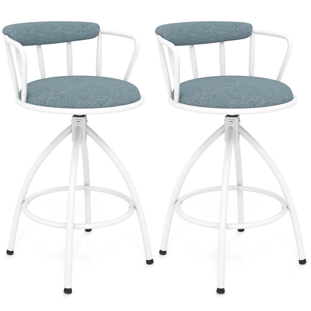 Costway 2PCS Counter Height Swivel Bar Stools Upholstered Breakfast Chairs