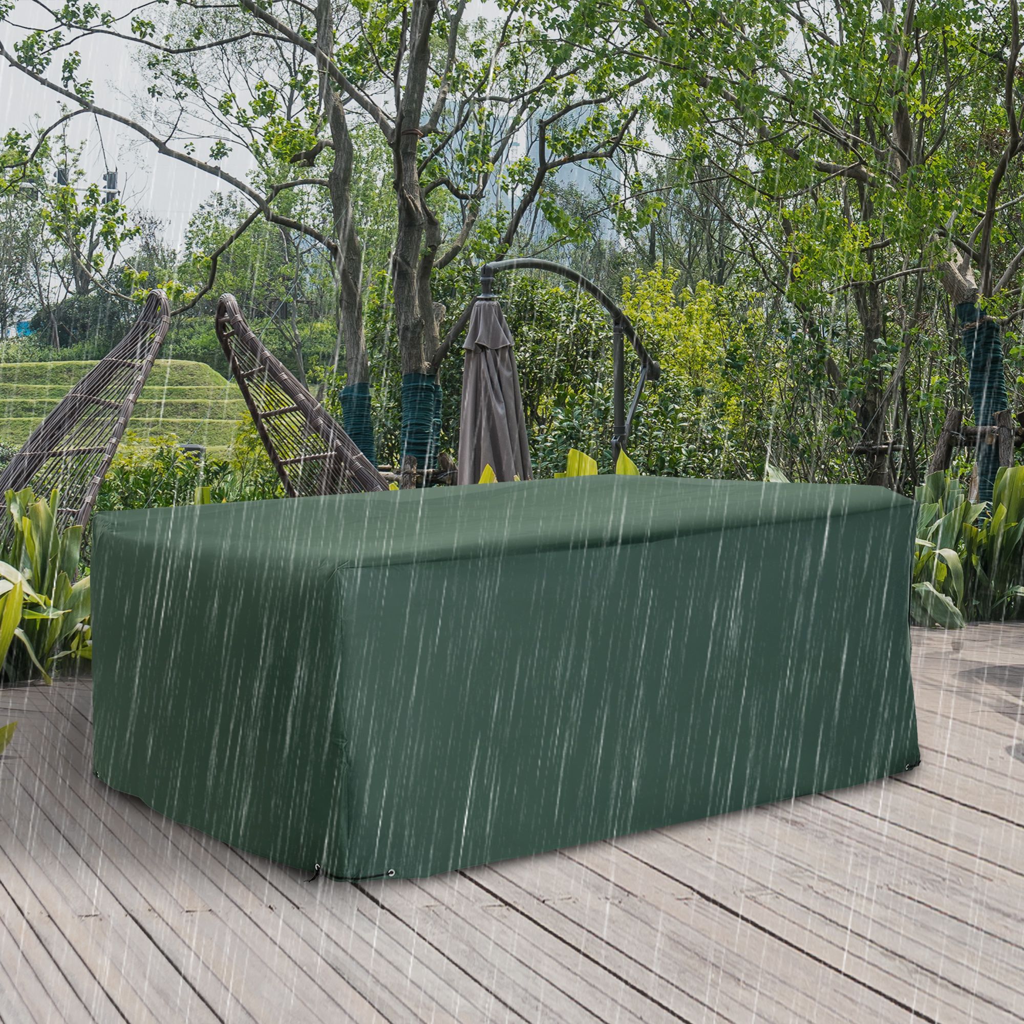 OUTSUNNY Garden Furniture Cover Outdoor Waterproof Rattan Set Rain Protection in Dark Green