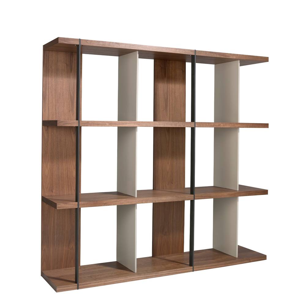 Angel Cerda Walnut Veneer Bookcase Walnut & Grey, 180x40x170 cm