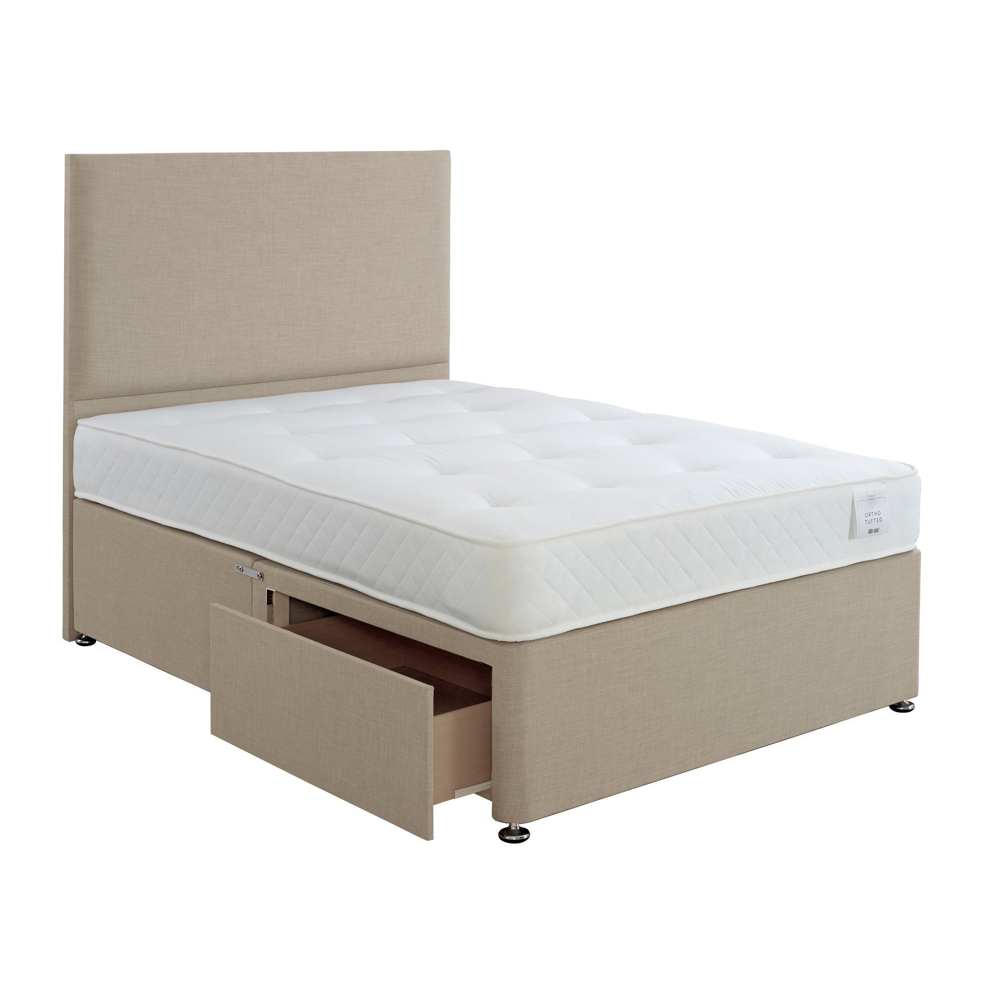 Superior Comfort Divan Bed with Mattress Beige