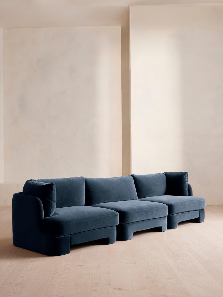 Odell Modular Sofa, Four Seater, Velvet, Royal Blue