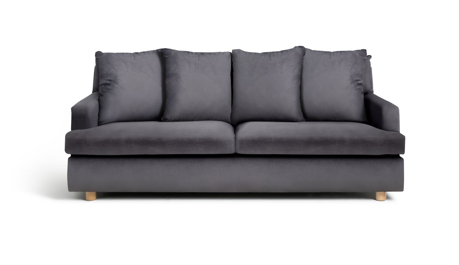 Habitat Lana 3 Seater Velvet Sofa with Cushion - Charcoal