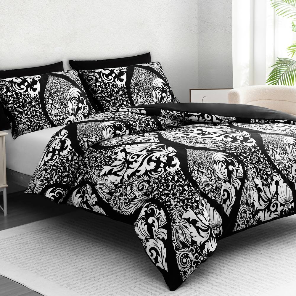 Grace Luxury Hypoallergenic Duvet Cover Super King Size with Pillowcases in Black