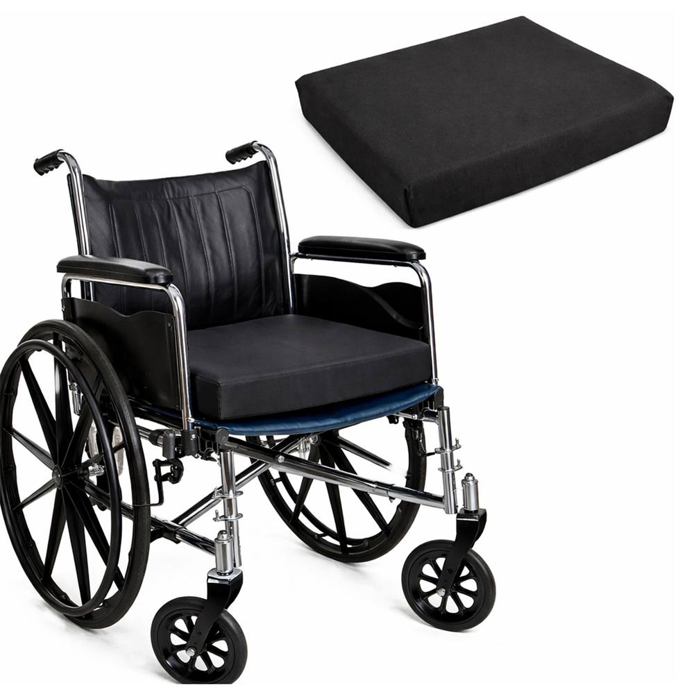 House of Home Wheelchair Cushion 3 inch Memory Foam Pressure Relief Seat Pad in Black