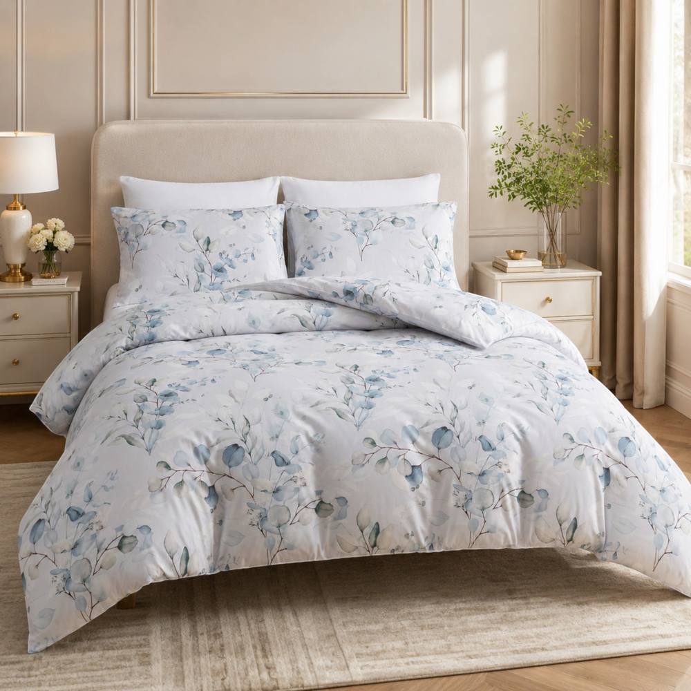 Grace Double Brushed Duvet Cover Set Supersoft with Zipper Closure in White
