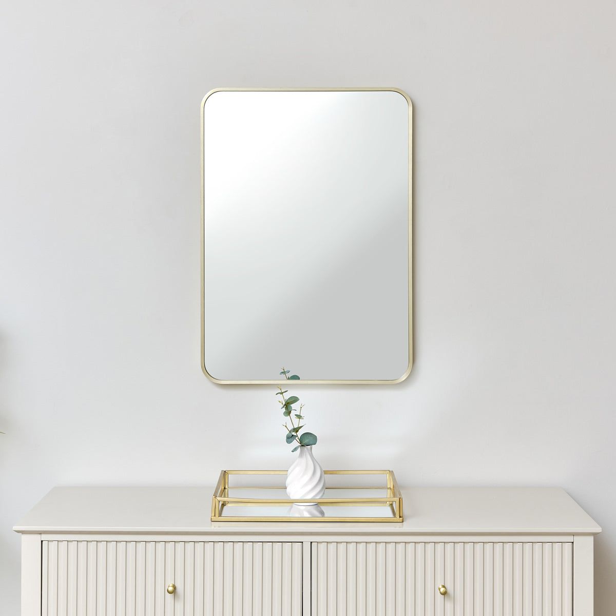 Melody Maison Gold Curved Framed Wall Mirror 70cm X 50cm in Metallic Gold