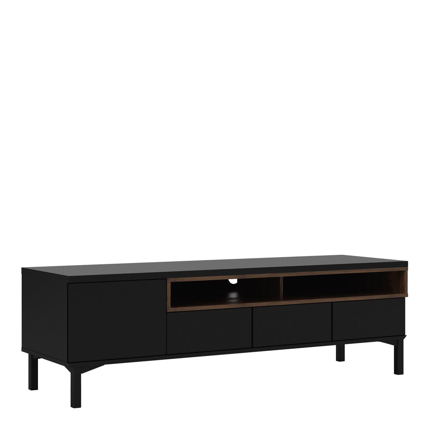 Greyson 1 Door 3 Drawer TV Unit - Black & Walnut Effect