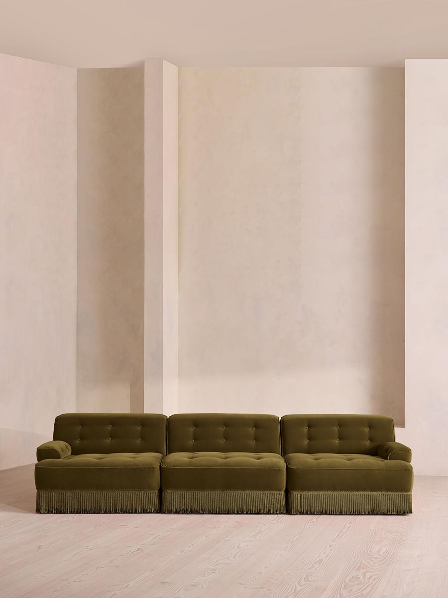 Elowen Modular Sofa, Four Seater, Velvet, Olive
