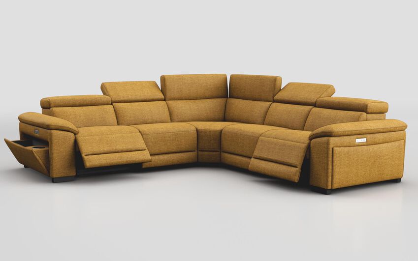 Yellow Fabric Mesola 3 Corner 3 Power Sofa with Power & Manual Head Tilt