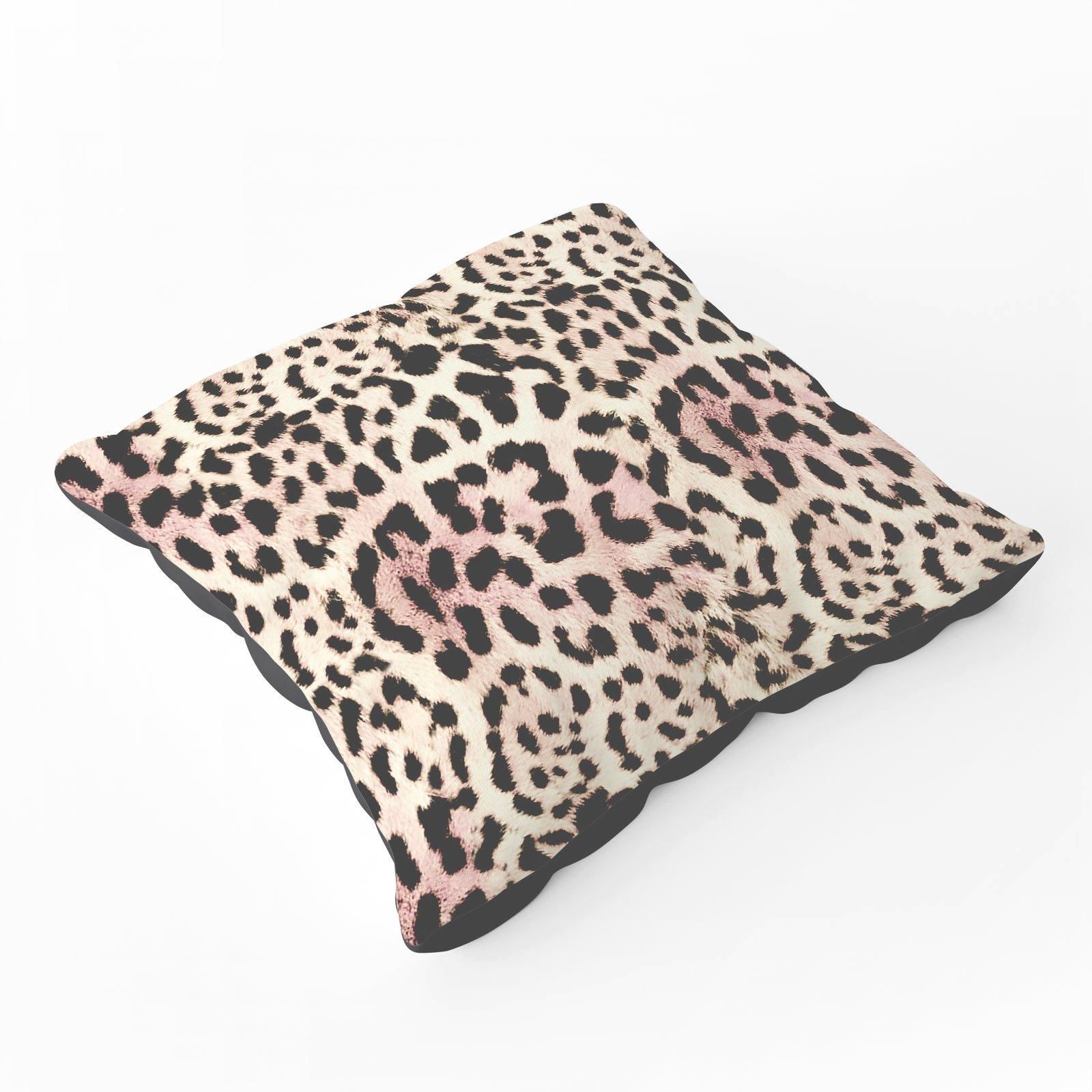 Warren Reed - Designer Leopard Hide Floor Cushion in Brown