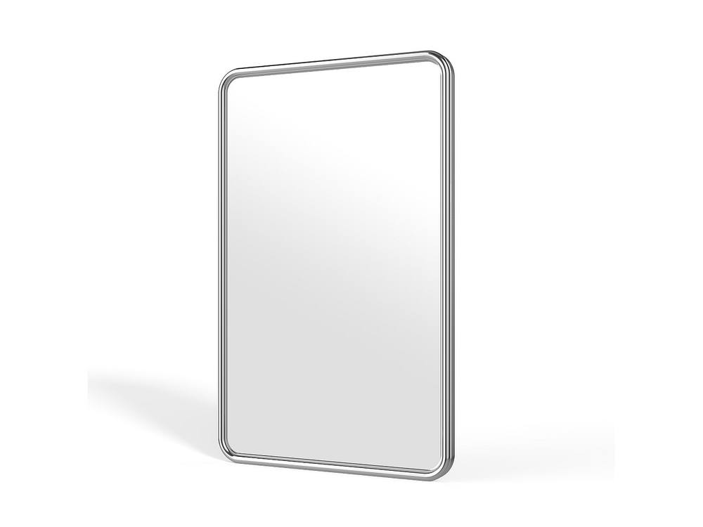Vente-unique Rectangular Aluminium Wall Mirror - W. 50 X H. 80 Cm - Chrome in Silver 5