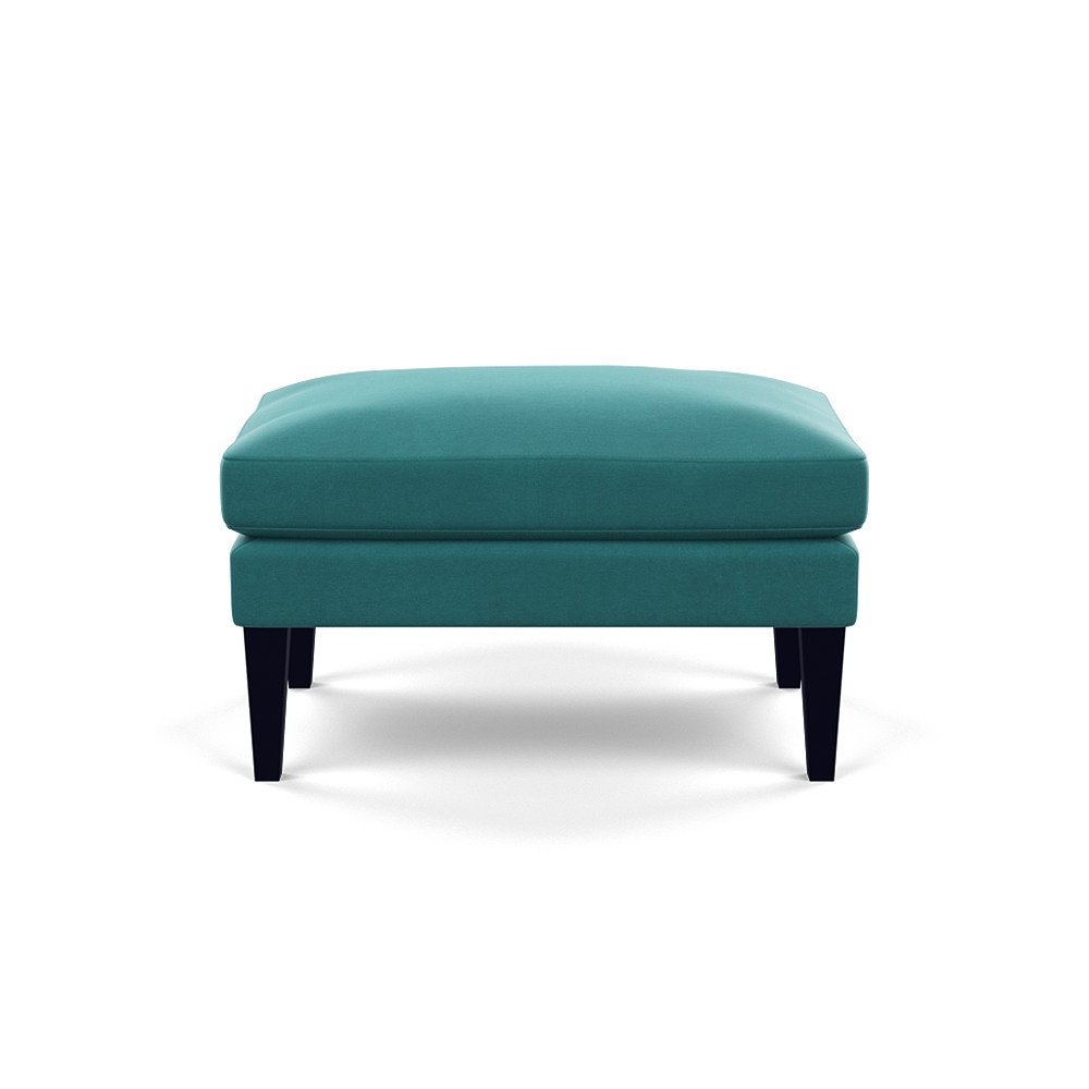 Heal's Wallis Ottoman Smart Velvet Turquoise Black